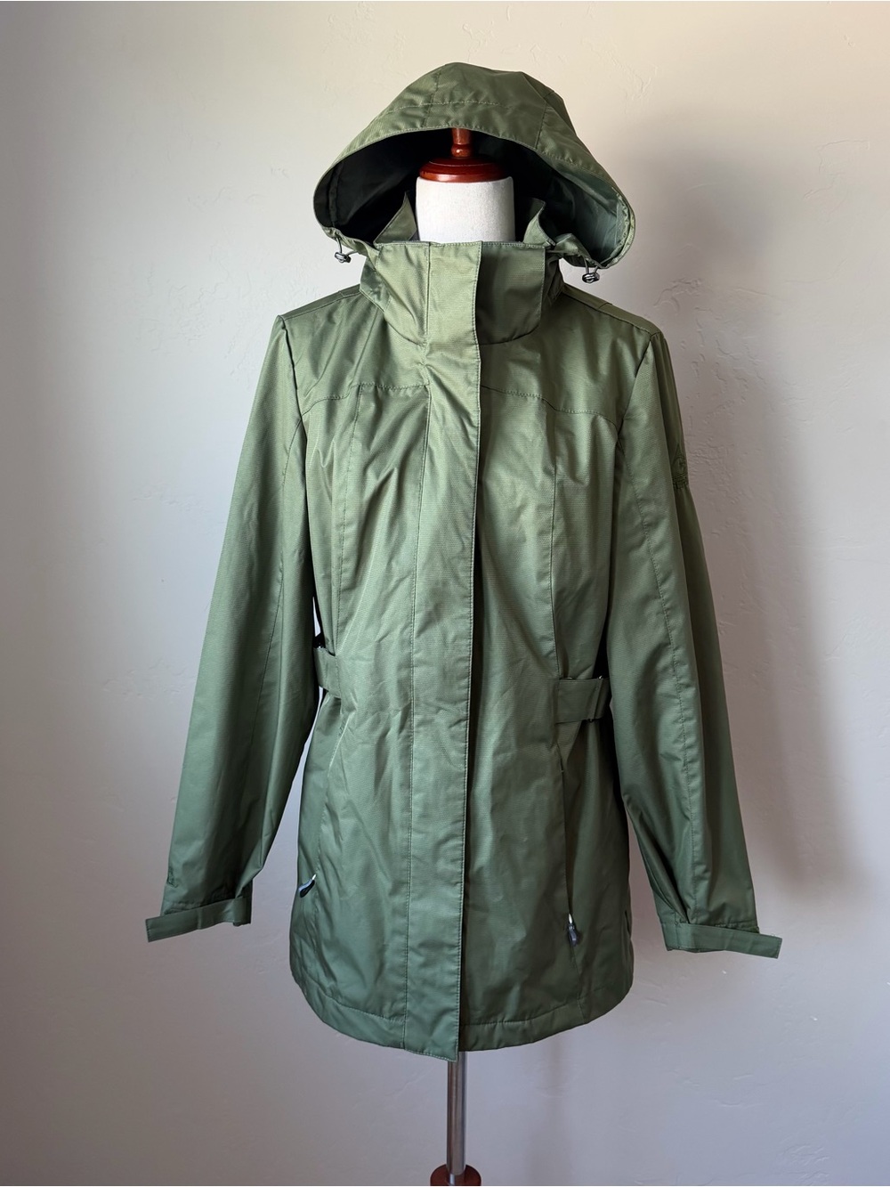 Gerry Ladies Wind/Rain Repellent Jacket Shell Only Green Medium Zip Hooded